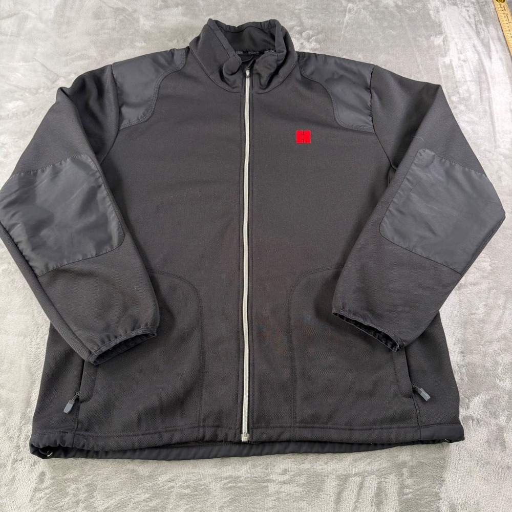 OGIO Mens Full Zip Performance Jacket Black Fleece Lined Textured Knit Large